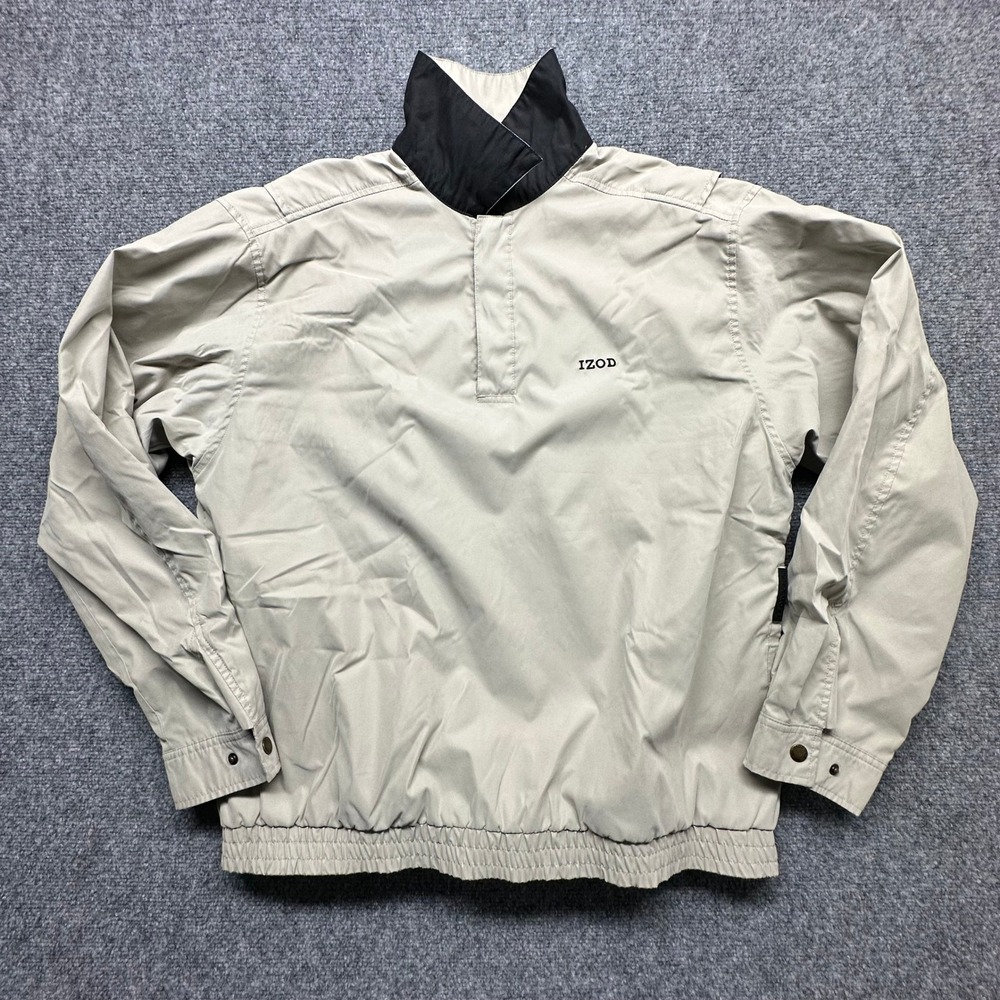 IZOD X.F.G. Mens Tan Black Quarter Snap Windbreaker Pullover Jacket‎ Size M